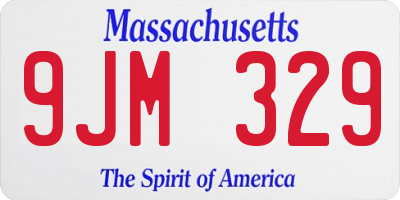 MA license plate 9JM329
