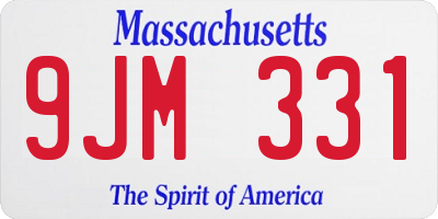 MA license plate 9JM331