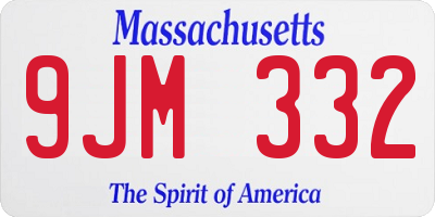 MA license plate 9JM332