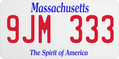 MA license plate 9JM333