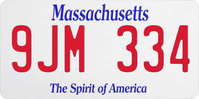 MA license plate 9JM334