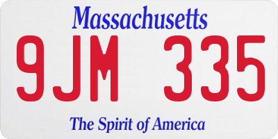MA license plate 9JM335