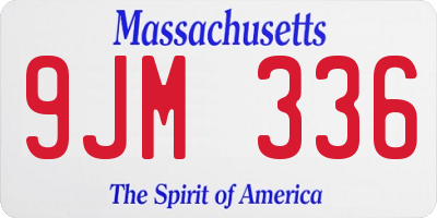 MA license plate 9JM336