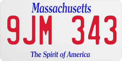 MA license plate 9JM343