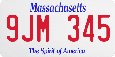 MA license plate 9JM345