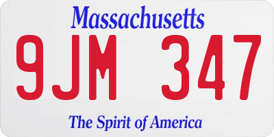 MA license plate 9JM347