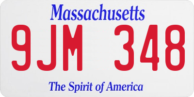 MA license plate 9JM348