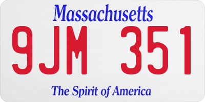 MA license plate 9JM351