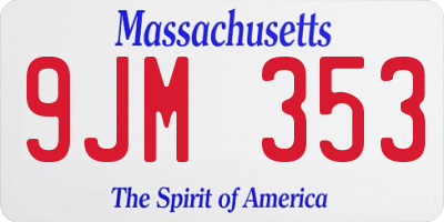 MA license plate 9JM353