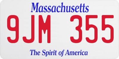 MA license plate 9JM355