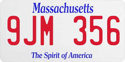 MA license plate 9JM356