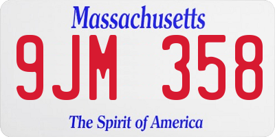 MA license plate 9JM358
