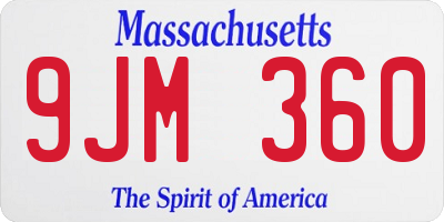 MA license plate 9JM360