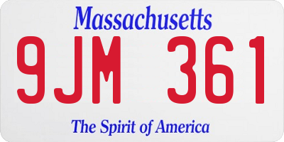 MA license plate 9JM361