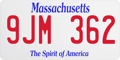 MA license plate 9JM362