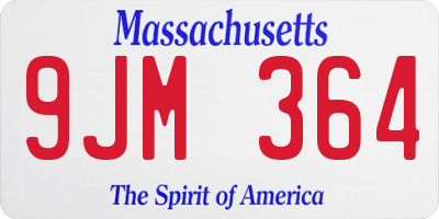 MA license plate 9JM364