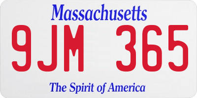 MA license plate 9JM365