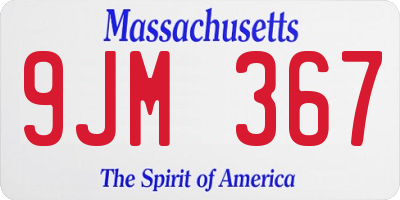 MA license plate 9JM367