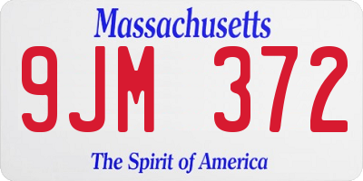 MA license plate 9JM372