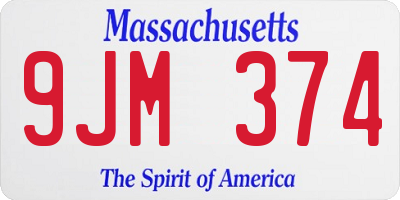 MA license plate 9JM374