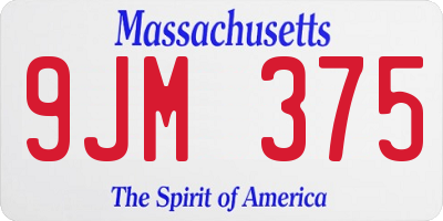 MA license plate 9JM375