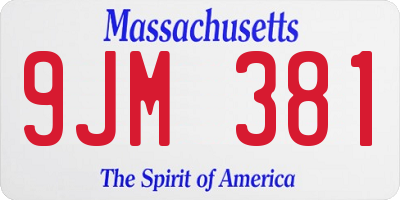 MA license plate 9JM381
