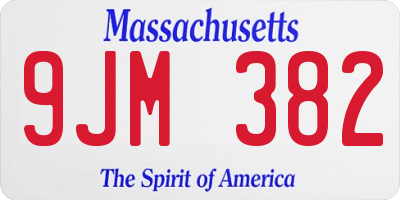 MA license plate 9JM382
