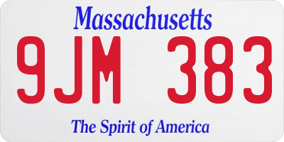 MA license plate 9JM383