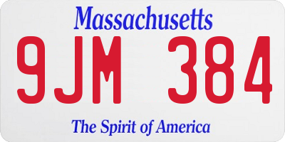 MA license plate 9JM384