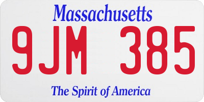 MA license plate 9JM385