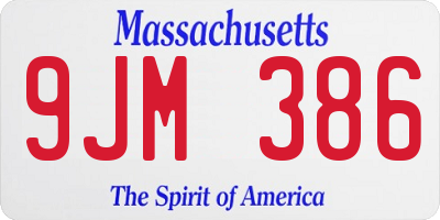 MA license plate 9JM386