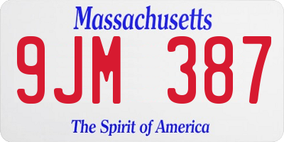MA license plate 9JM387