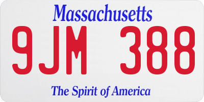 MA license plate 9JM388