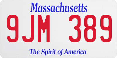 MA license plate 9JM389