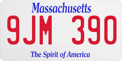 MA license plate 9JM390