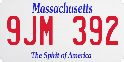 MA license plate 9JM392