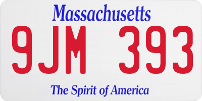 MA license plate 9JM393