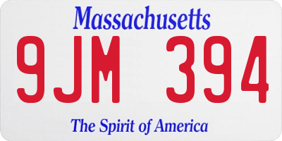 MA license plate 9JM394