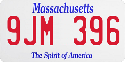 MA license plate 9JM396