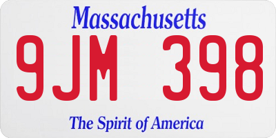 MA license plate 9JM398