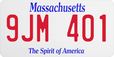 MA license plate 9JM401