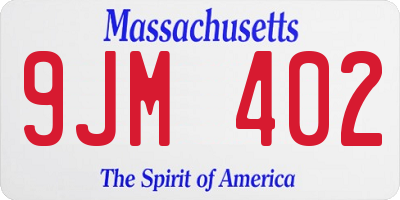 MA license plate 9JM402