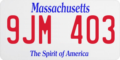 MA license plate 9JM403