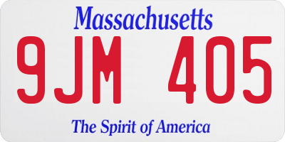 MA license plate 9JM405