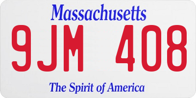 MA license plate 9JM408