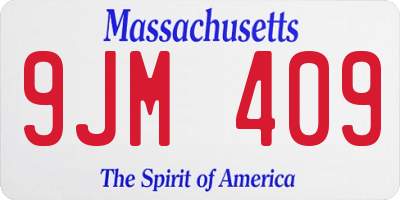MA license plate 9JM409