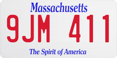 MA license plate 9JM411
