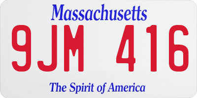 MA license plate 9JM416