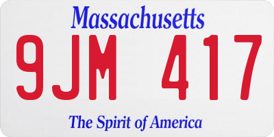 MA license plate 9JM417