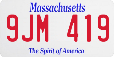 MA license plate 9JM419
